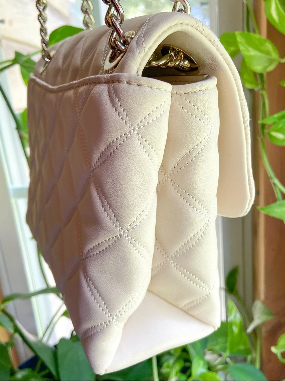 Kate Spade Natalia Medium Flap Quilted Leather Shoulder Bag Parchment-Clean Girl